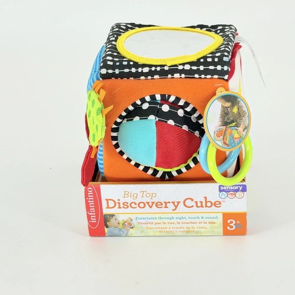 Infantino Big Top Discovery Cube Sensory Activity Soft Baby Toy New 3+ Months